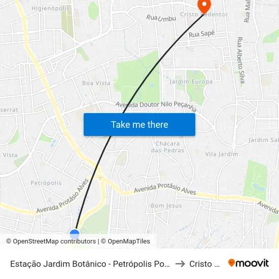 Estação Jardim Botânico - Petrópolis Porto Alegre - Rs 90690-330 Brasil to Cristo Redentor map
