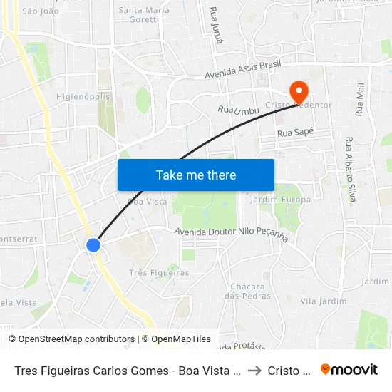 Tres Figueiras Carlos Gomes - Boa Vista Porto Alegre - Rs 90450-190 Brasil to Cristo Redentor map