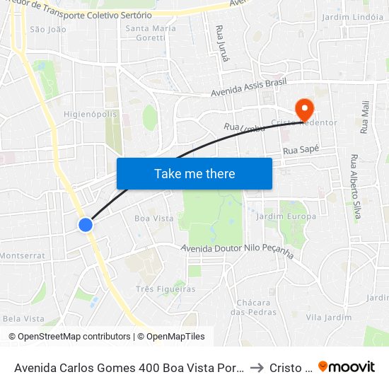 Avenida Carlos Gomes 400 Boa Vista Porto Alegre - Rio Grande Do Sul 90480 Brasil to Cristo Redentor map