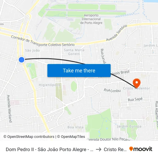 Dom Pedro II - São João Porto Alegre - Rs 90830-470 Brasil to Cristo Redentor map