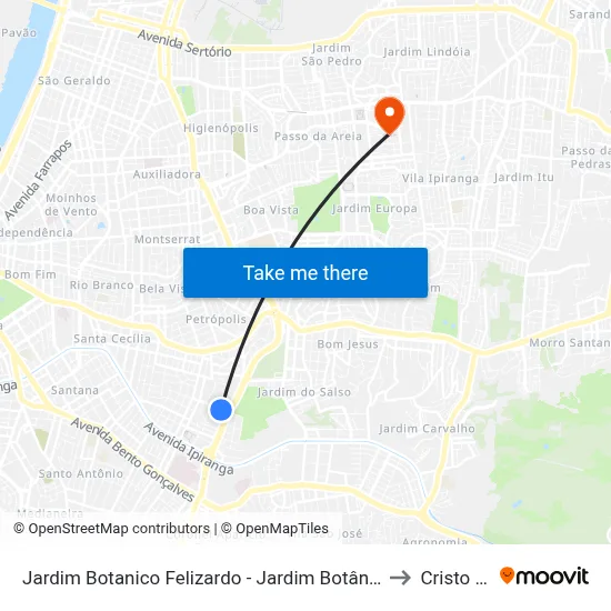 Jardim Botanico Felizardo - Jardim Botânico Porto Alegre - Rs 90450-190 Brasil to Cristo Redentor map