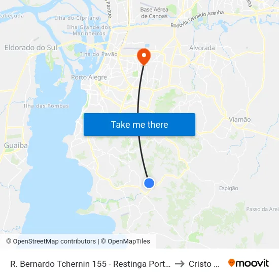 R. Bernardo Tchernin 155 - Restinga Porto Alegre - Rs 91790-180 Brasil to Cristo Redentor map