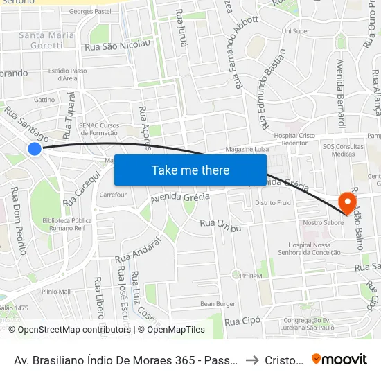 Av. Brasiliano Índio De Moraes 365 - Passo D Areia Porto Alegre - Rs 91030-001 Brasil to Cristo Redentor map