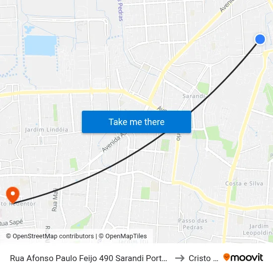 Rua Afonso Paulo Feijo 490 Sarandi Porto Alegre - Rio Grande Do Sul 91140 Brasil to Cristo Redentor map