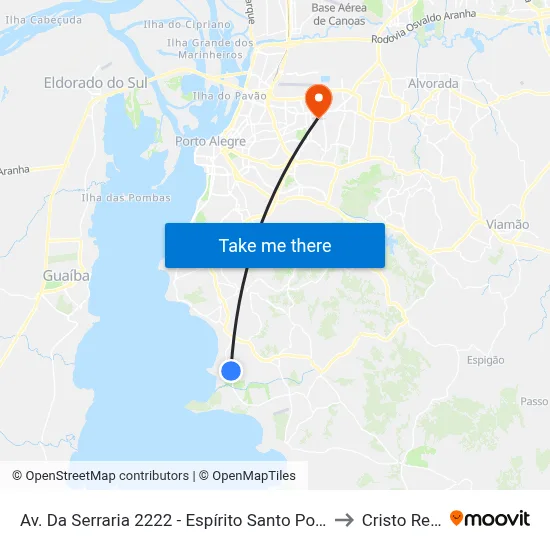 Av. Da Serraria 2222 - Espírito Santo Porto Alegre - Rs Brasil to Cristo Redentor map