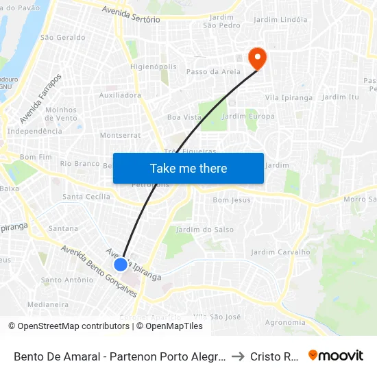 Bento De Amaral - Partenon Porto Alegre - Rs 90670-005 Brasil to Cristo Redentor map