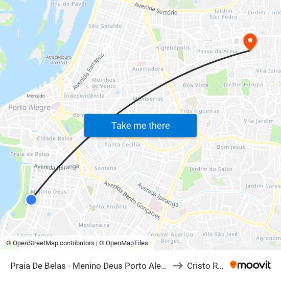 Praia De Belas - Menino Deus Porto Alegre - Rs 90870-020 Brasil to Cristo Redentor map