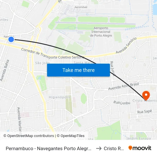 Pernambuco - Navegantes Porto Alegre - Rs 90240-001 Brasil to Cristo Redentor map
