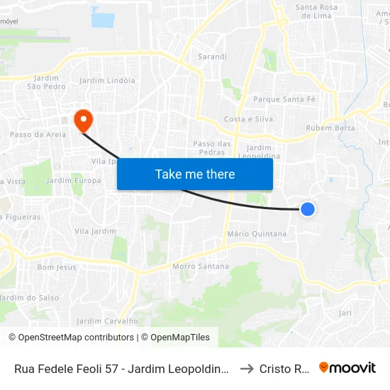 Rua Fedele Feoli 57 - Jardim Leopoldina Porto Alegre - Rs Brasil to Cristo Redentor map