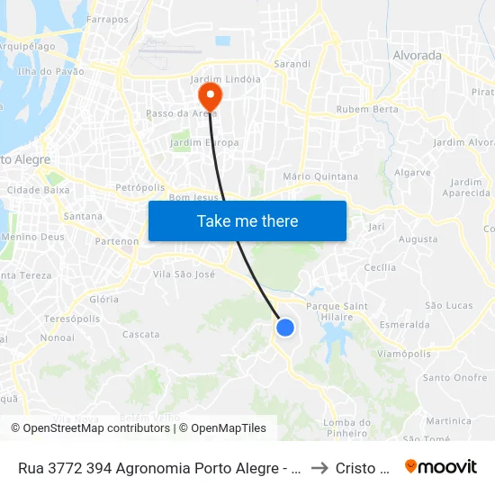 Rua 3772 394 Agronomia Porto Alegre - Rio Grande Do Sul 91540 Brasil to Cristo Redentor map