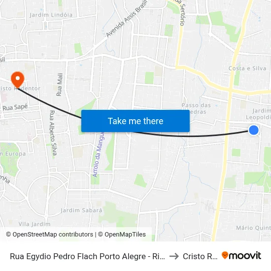 Rua Egydio Pedro Flach Porto Alegre - Rio Grande Do Sul 91240 Brasil to Cristo Redentor map