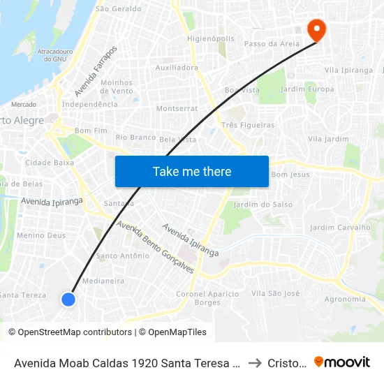 Avenida Moab Caldas 1920 Santa Teresa Porto Alegre - Rio Grande Do Sul 90880 Brasil to Cristo Redentor map