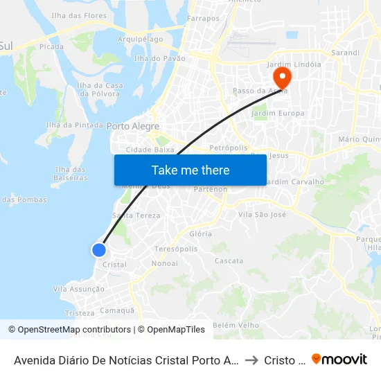 Avenida Diário De Notícias Cristal Porto Alegre - Rio Grande Do Sul 90810-080 Brasil to Cristo Redentor map
