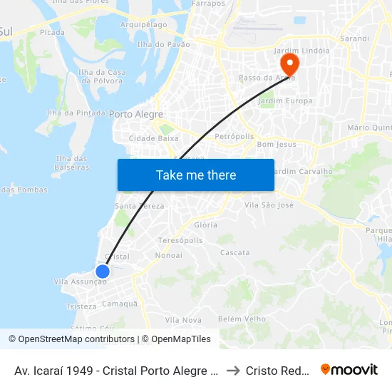 Av. Icaraí 1949 - Cristal Porto Alegre - Rs Brasil to Cristo Redentor map