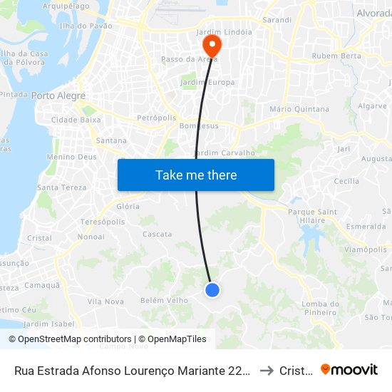 Rua Estrada Afonso Lourenço Mariante 2288-2302 - Lomba Do Pinheiro Porto Alegre - Rs 91787-260 Brasil to Cristo Redentor map