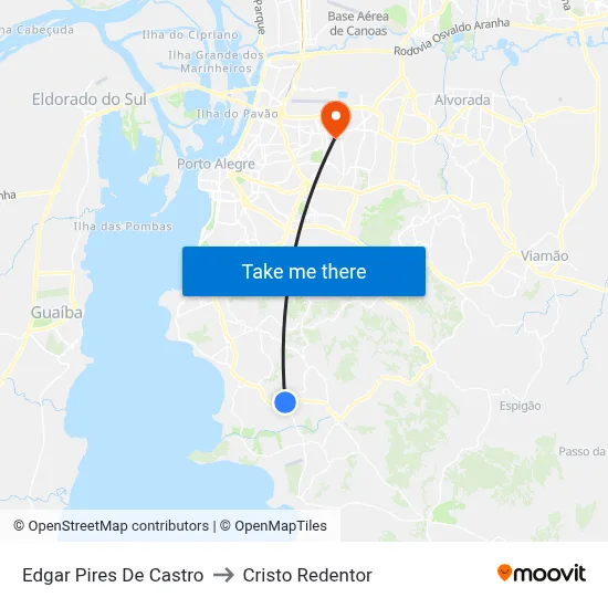 Edgar Pires De Castro to Cristo Redentor map