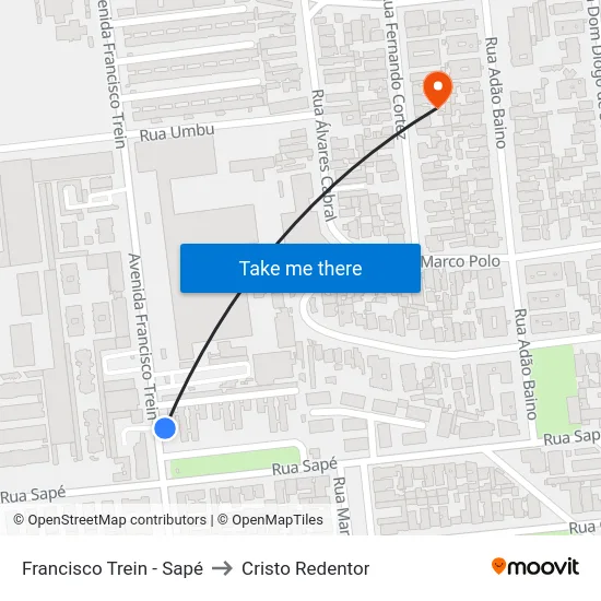 Francisco Trein - Sapé to Cristo Redentor map