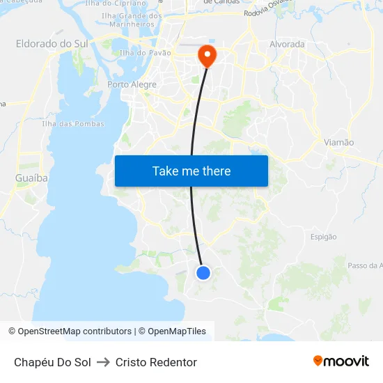 Chapéu Do Sol to Cristo Redentor map