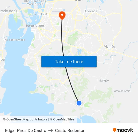 Edgar Pires De Castro to Cristo Redentor map