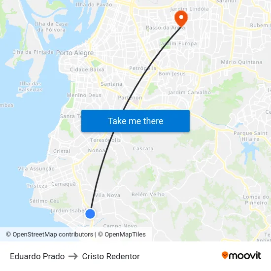 Eduardo Prado to Cristo Redentor map