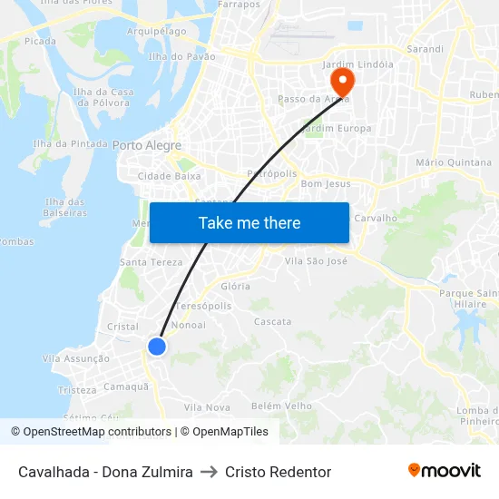 Cavalhada - Dona Zulmira to Cristo Redentor map