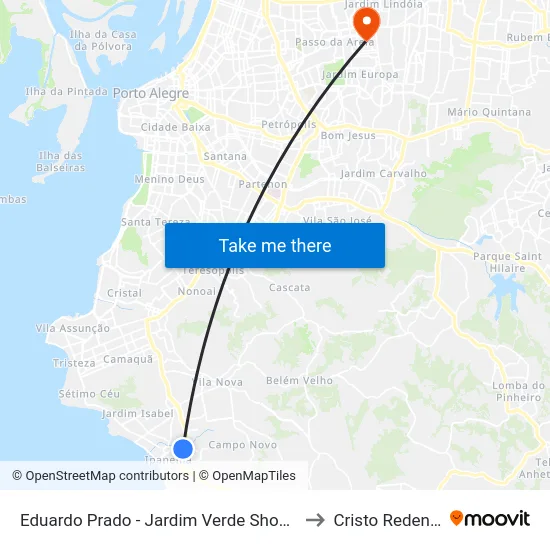 Eduardo Prado - Jardim Verde Shopping to Cristo Redentor map