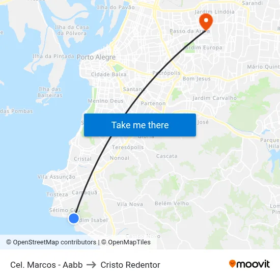 Cel. Marcos - Aabb to Cristo Redentor map