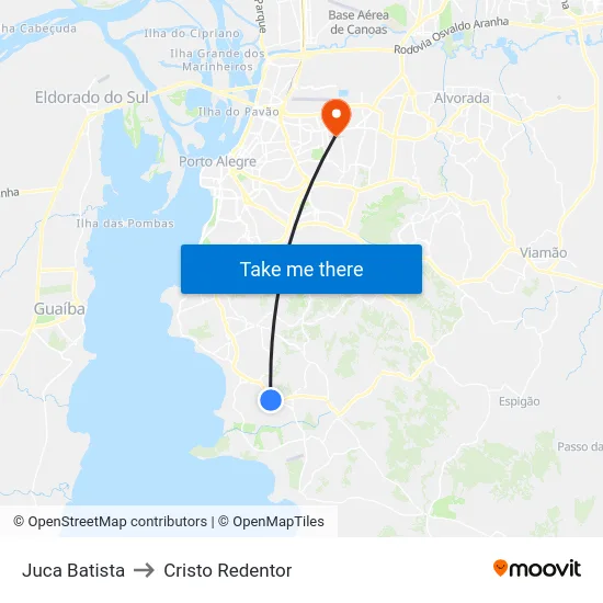 Juca Batista to Cristo Redentor map