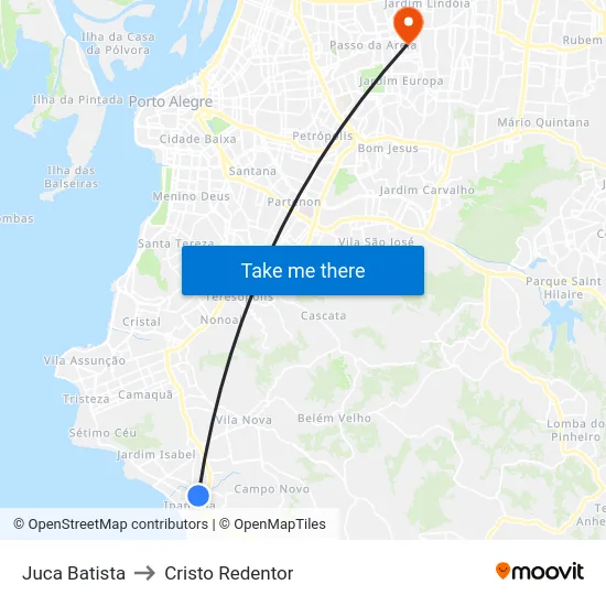 Juca Batista to Cristo Redentor map