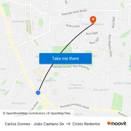 Carlos Gomes - João Caetano Sn to Cristo Redentor map