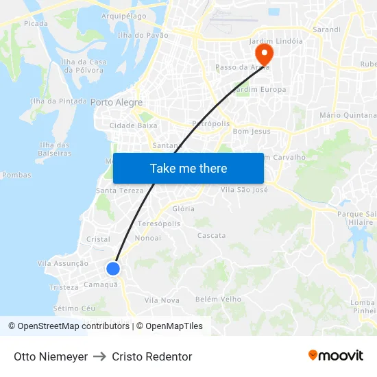 Otto Niemeyer to Cristo Redentor map