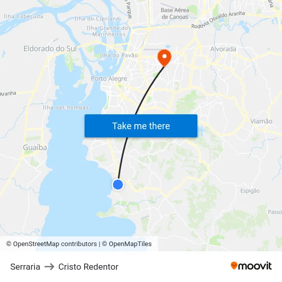 Serraria to Cristo Redentor map