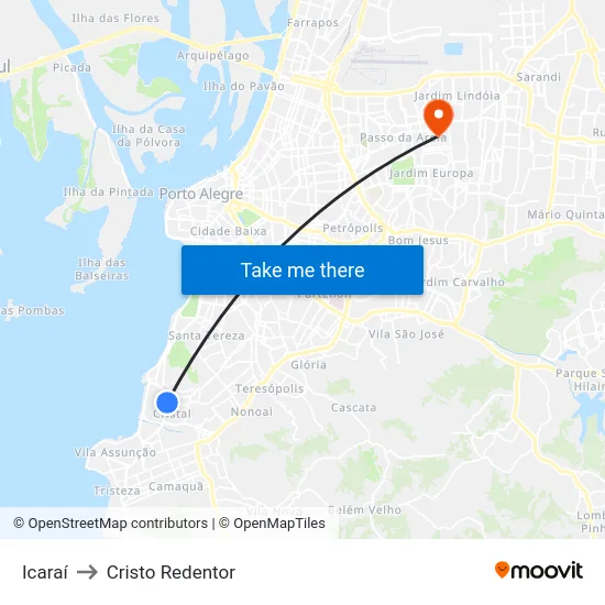 Icaraí to Cristo Redentor map