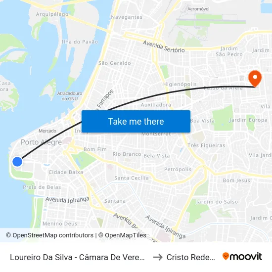 Loureiro Da Silva - Câmara De Vereadores to Cristo Redentor map
