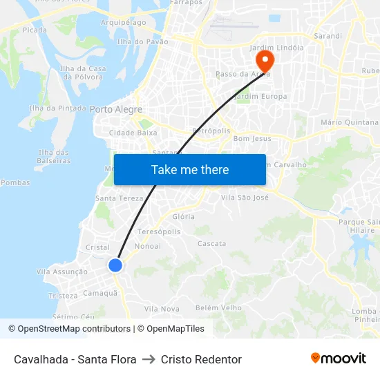 Cavalhada - Santa Flora to Cristo Redentor map