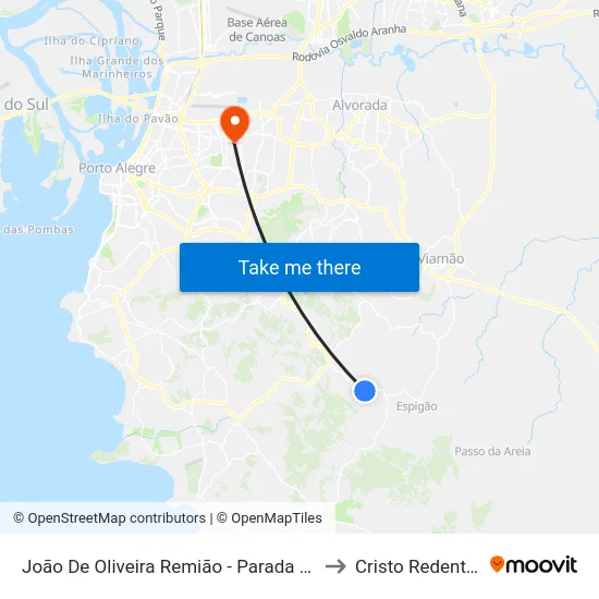 João De Oliveira Remião - Parada 28 to Cristo Redentor map