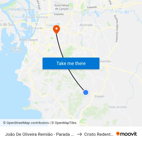 João De Oliveira Remião - Parada 26 to Cristo Redentor map