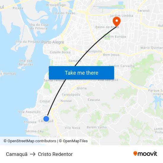 Camaquã to Cristo Redentor map