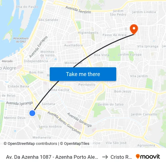 Av. Da Azenha 1087 - Azenha Porto Alegre - Rs 90160-006 Brasil to Cristo Redentor map