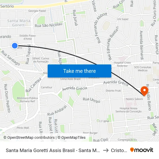 Santa Maria Goretti Assis Brasil - Santa Maria Goretti Porto Alegre - Rs 91010-001 Brasil to Cristo Redentor map