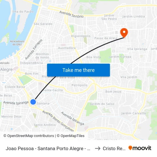 Joao Pessoa - Santana Porto Alegre - Rs 90450-190 Brasil to Cristo Redentor map