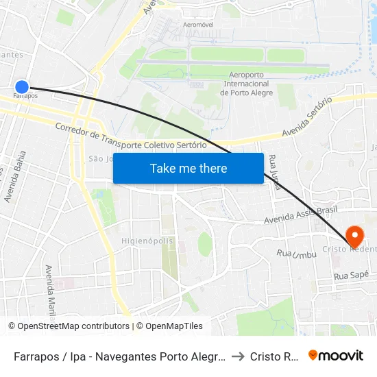 Farrapos / Ipa - Navegantes Porto Alegre - Rs 90240-001 Brasil to Cristo Redentor map