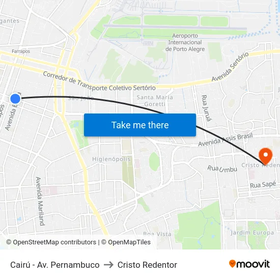 Cairú - Av. Pernambuco to Cristo Redentor map
