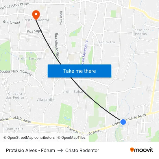 Protásio Alves - Fórum to Cristo Redentor map