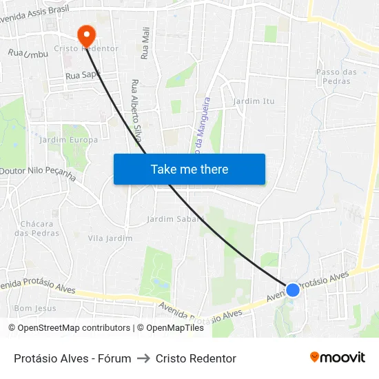 Protásio Alves - Fórum to Cristo Redentor map