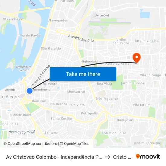 Av Cristovao Colombo - Independência Porto Alegre - Rs 90030-142 Brasil to Cristo Redentor map