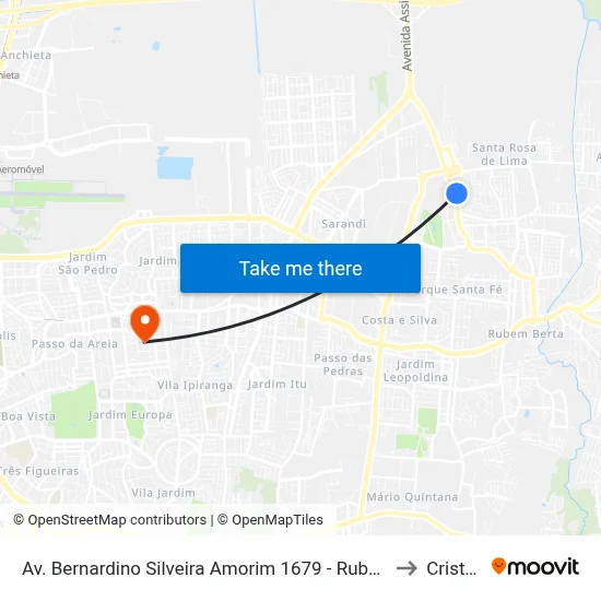 Av. Bernardino Silveira Amorim 1679 - Rubem Berta - Rubem Berta Porto Alegre - Rs 91160-170 Brasil to Cristo Redentor map