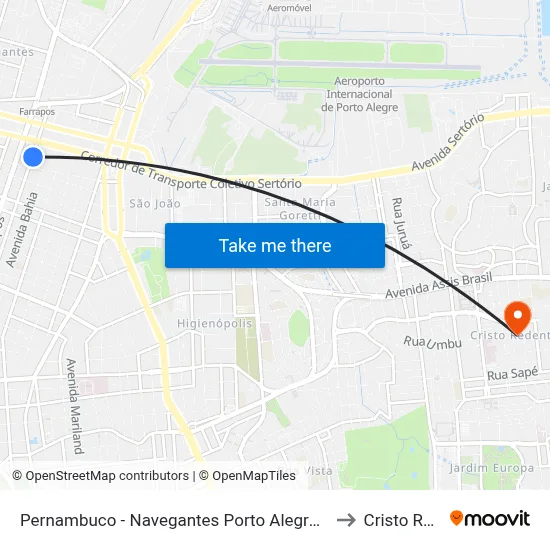 Pernambuco - Navegantes Porto Alegre - Rs 90240-001 Brasil to Cristo Redentor map
