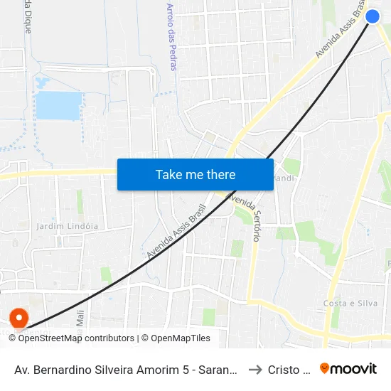 Av. Bernardino Silveira Amorim 5 - Sarandi Porto Alegre - Rs 91751-831 Brasil to Cristo Redentor map