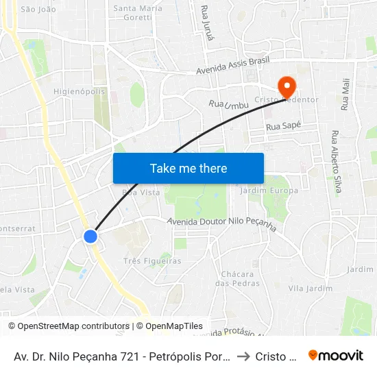 Av. Dr. Nilo Peçanha 721 - Petrópolis Porto Alegre - Rs 90470-001 Brasil to Cristo Redentor map